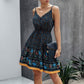 V Neck Floral Printed Mini Dress - Farnelli