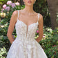 Andrea & Leo WL063 A-Line Wedding Gown Plunging Neckline Floral Straps