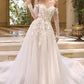 Andrea & Leo WL067 Off the Shoulder Sheer Illusion Sleeves Wedding Ball Gown