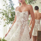 Andrea & Leo WL082 Bridal Mini A-Line Dress With Floral Applique