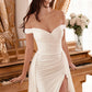 CLEARANCE - Ladivine WN315 Long Draped Off The Shoulder Bridal Gown With Overskirt (Size 10)