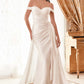 Ladivine WN315 Long Draped Off The Shoulder Bridal Gown With Overskirt