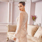 Andrea & Leo A0997W Pearl Beaded Long Sleeve Fit and Flare Long Dress