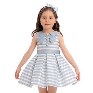 Joyful Striped Girls Formal Dress-0