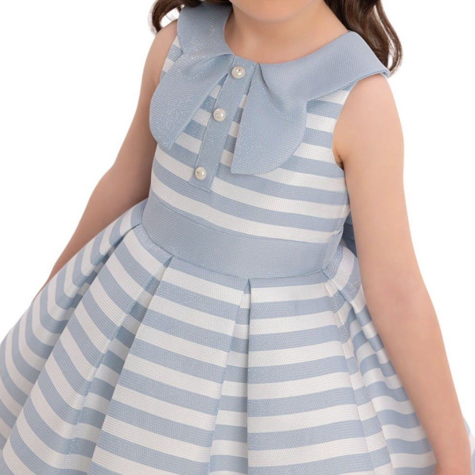Joyful Striped Girls Formal Dress-2