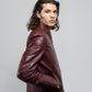 Whet Blu NYC Grayson men's dark cognac lambskin leather jacket front view