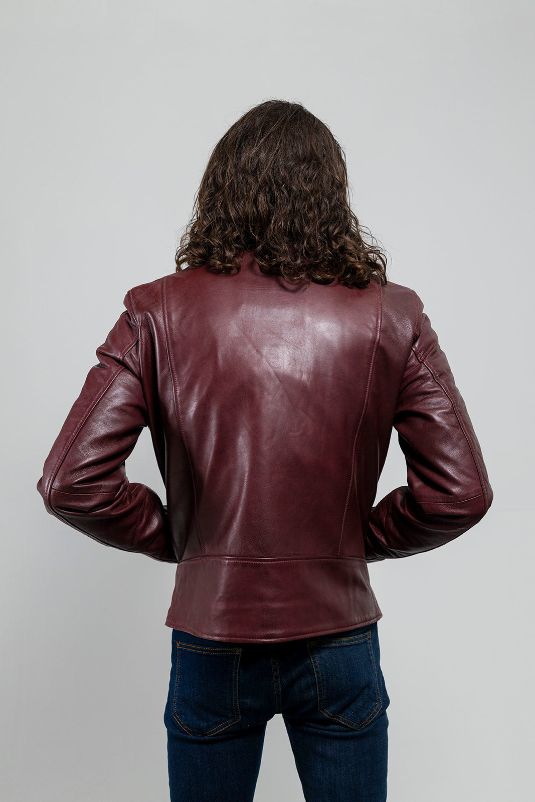 Whet Blu NYC Grayson men's dark cognac lambskin leather jacket front view