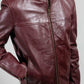 Whet Blu NYC Grayson men's dark cognac lambskin leather jacket with zip front and classic collar
