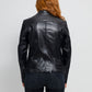 Whet Blu NYC Trish women's black leather jacket with tailored fit and zip front