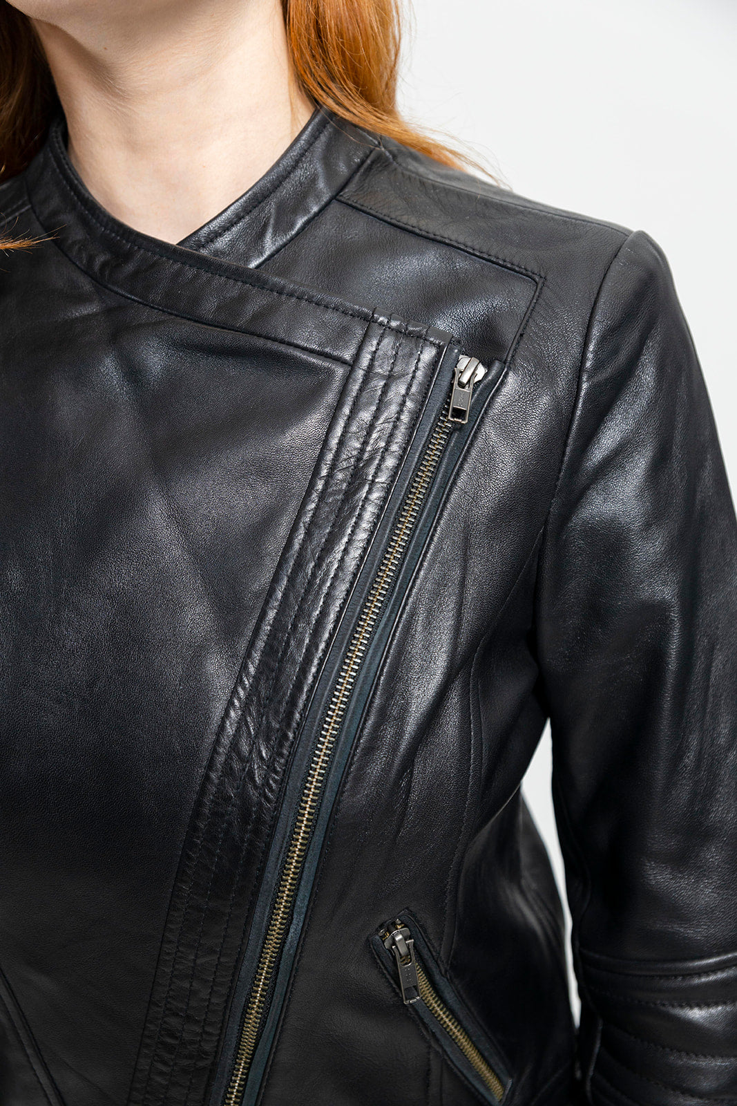 Whet Blu NYC Trish women's black leather jacket front view