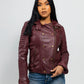Whet Blu NYC Queens women's oxblood leather moto jacket_front view