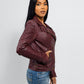 Whet Blu NYC Queens women's oxblood leather moto jacket front view