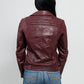 Whet Blu NYC Queens women's oxblood leather moto jacket with zip details