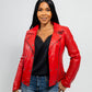 Whet Blu NYC Queens women's fire red fashion moto leather jacket 马会