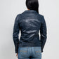 Whet Blu NYC Queens women's navy blue fashion moto leather jacket vista