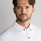 Long Sleeve Button Down Polo Contrast // White Blue