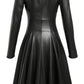 Women’s Black Leather Long Coat
