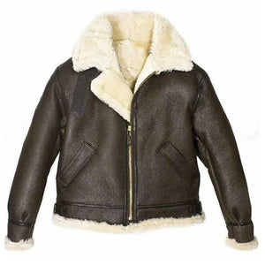 Women’s Brown Aviator Fur Shearling Leather Jacket