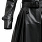 Women’s Designer Black Long Leather Coat