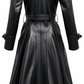 Women’s Designer Black Long Leather Coat