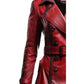 Women’s Distressed Red Leather Long Coat