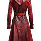 Women’s Distressed Red Leather Long Coat