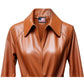 Women’s Tan Brown Long Leather Coat