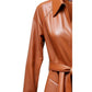 Women’s Tan Brown Long Leather Coat