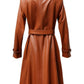 Women’s Tan Brown Long Leather Coat