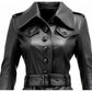 Women’s Rock Black Long Leather Designer Coat