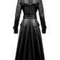 Women’s Rock Black Long Leather Designer Coat