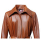 Women’s Tan Leather Coat – Classic Button-Front Outerwear