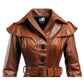 Women’s Vintage Brown Distressed Leather Coat – Timeless Classic