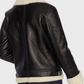 Women's Black B3 Aviator Ivory Shearling Leather Jacket