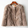 Women’s Fashionable Genuine Brown Fur Jacket - Brown