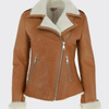 Women’s Tan Brown Shearling Leather Jacket - Tan