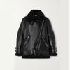 Black RAF B3 Trimmed Sheepskin Shearling Leather Biker Jacket - Black