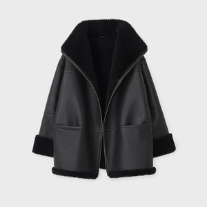 Women’s B3 RAF Aviator Black Sheepskin Shearling Leather Jacket