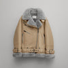 Women RAF Aviator Styled Lambskin Shearling Leather Jacket - -