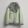 Women’s Green RAF Aviator Styled Sheepskin Shearling Leather Jacket - Green