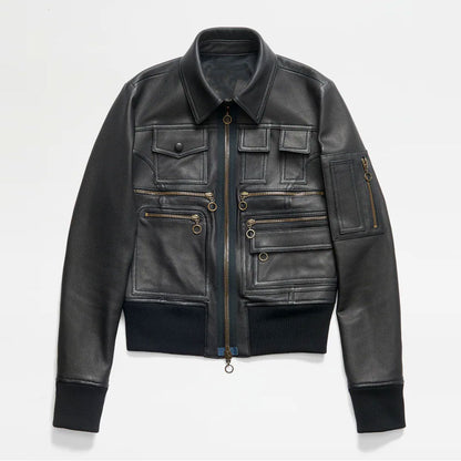 Women’s Black B3 Sheepskin Shearling Aviator Motorbike Leather Jacket