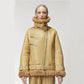 Women Light Brown RAF Aviator  Styled Sheepskin Shearling Leather Jacket