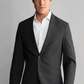 Front view of Twillory hybrid wool blazer in grey heather, tailored fit with notch lapels and structured design.