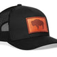 Wyoming Flag Trucker Hat  |  Leather WY Snapback