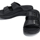 CALTO - X1660 - 2 Inches Taller (Black Buckle) - Dual Adjustable Buckle Sandal