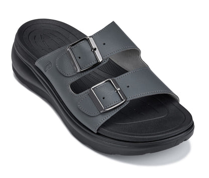 CALTO - X1661 - 2 Inches Taller (Iron Grey Buckle) - Dual Adjustable Buckle Sandals