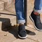 CALTO - X2322 - 2.4 Inches Taller (Black/White & Black Sole) - Lace Up Casual Sneaker - Lightweight