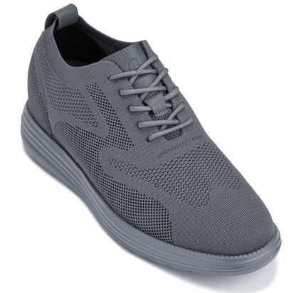 CALTO - X2641 - 2.8 Inches Taller (Iron/Dark Grey Sole) - Lace Up Casual Walker - Lightweight