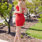 Nox Anabel Y224 Short Strapless Dress with Illusion Deep V Bustline