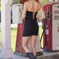 Nox Anabel Y226 Short Strapless Dress V-Bustline Sheer Boned Waistline